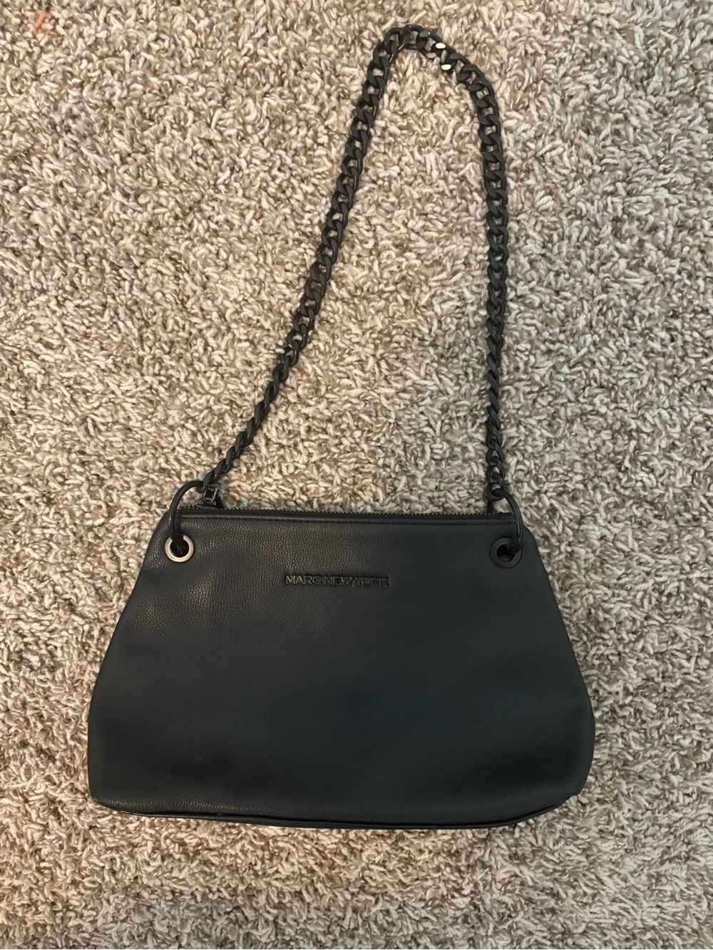 Marc New York Black Leather Shoulder Bag with Chain Strap